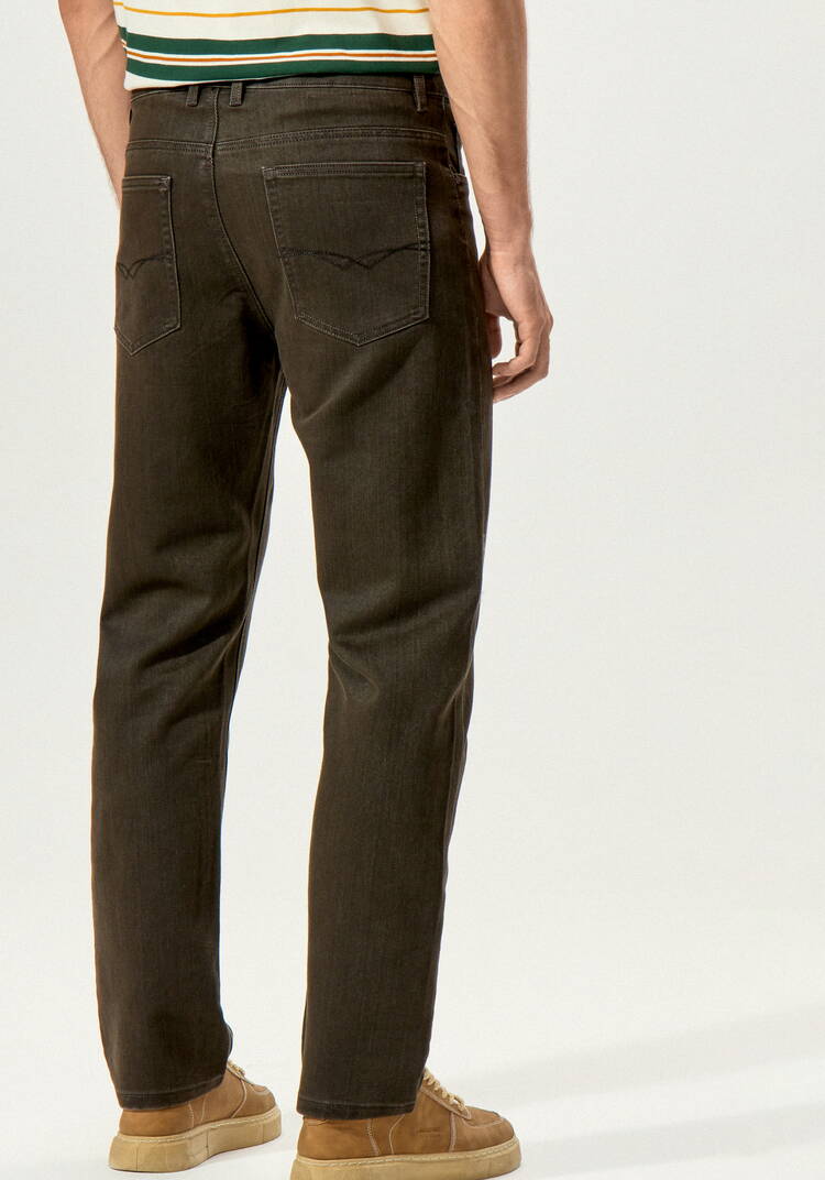 Брюки прямые из джинсовой ткани с карманами шир.  750, рис. 3