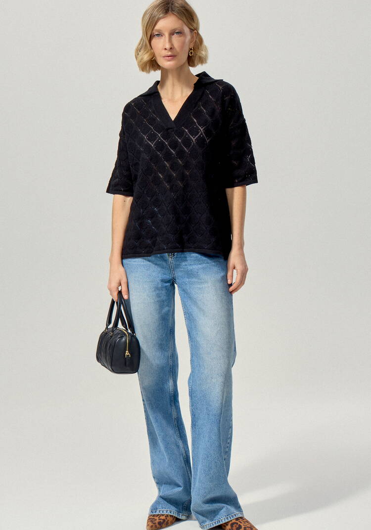 Джемпер-поло с ажурным рисунком шир.  750, рис. 25