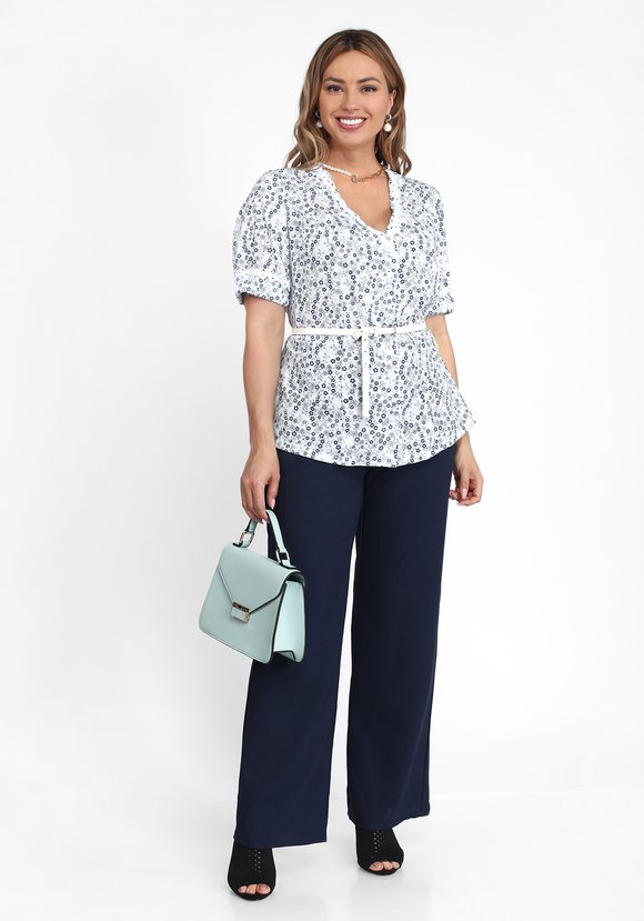 Блузка рукав 3/4 с отделкой кружевом шир.  580, рис. 1