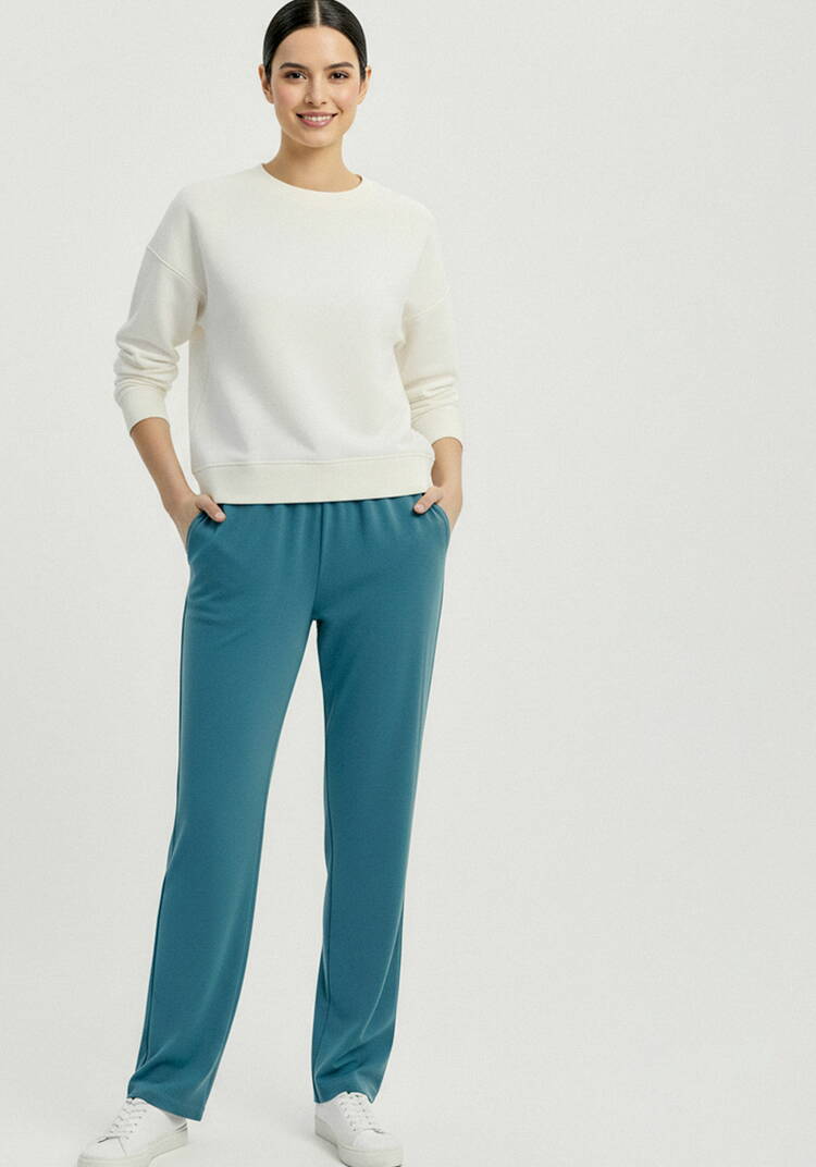 Брюки прямые трикотажные на резинке шир.  750, рис. 16