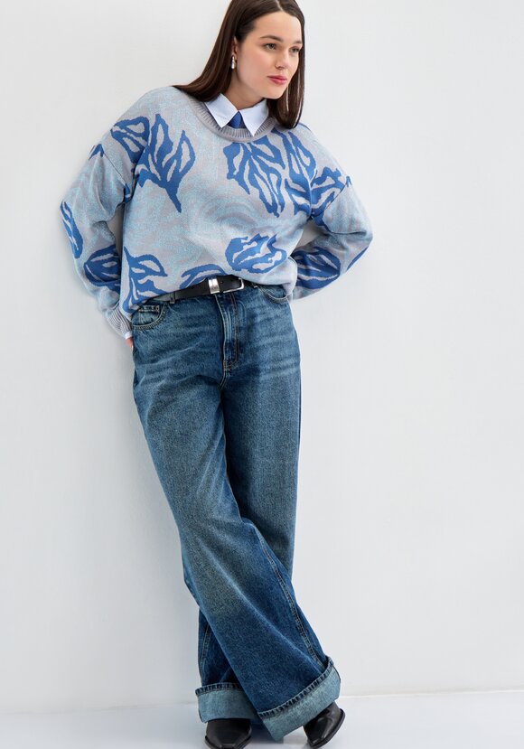 Джемпер с растительным принтом и манжетами шир.  580, рис. 12