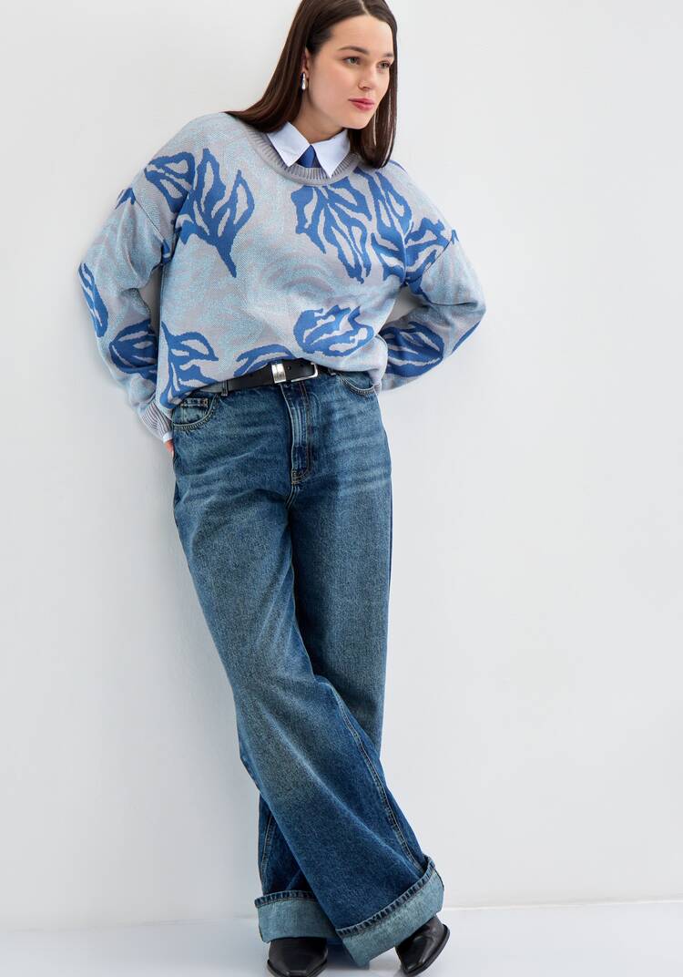 Джемпер с растительным принтом и манжетами шир.  750, рис. 12