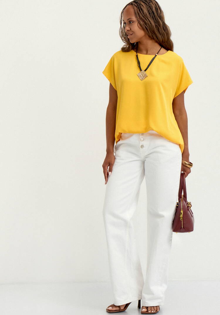 Блуза с коротким рукавом однотонная шир.  750, рис. 15