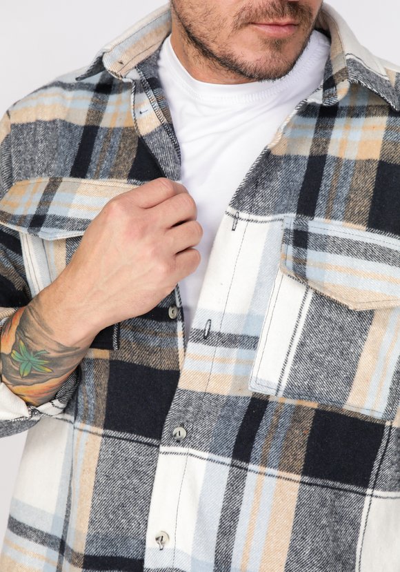 Рубашка мужская в крупную клетку шир.  580, рис. 4