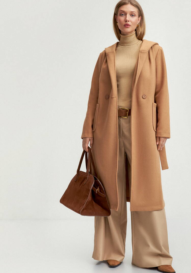 Пальто удлиненное на запах с разрезами шир.  750, рис. 10