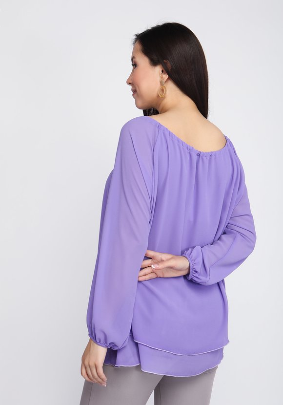 Блуза из шифона с воротом на кулиске шир.  580, рис. 2