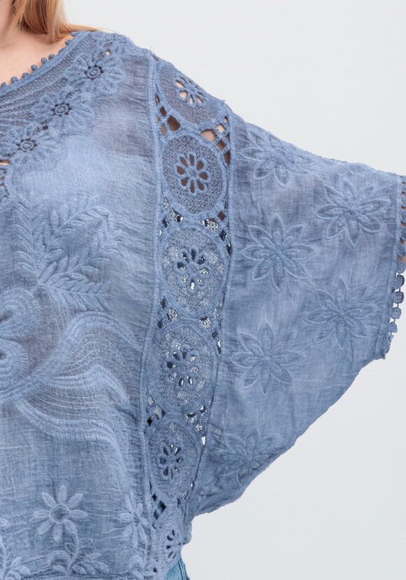 Блуза свободная с кружевным шитьем шир.  580, рис. 23