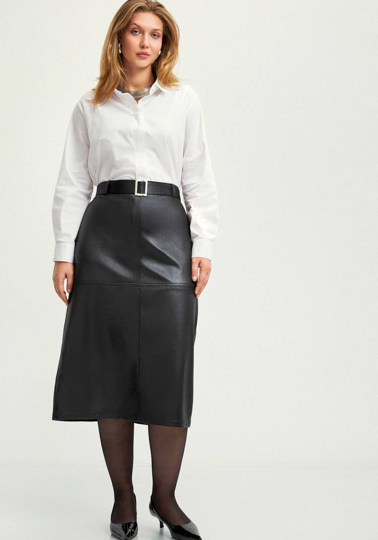 Юбка прямая с декоративными отстрочками шир.  750, рис. 6