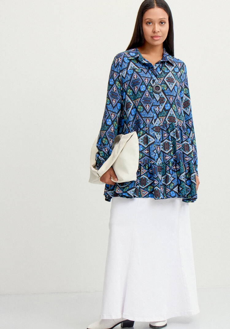 Блуза свободная с воланами по низу шир.  750, рис. 10