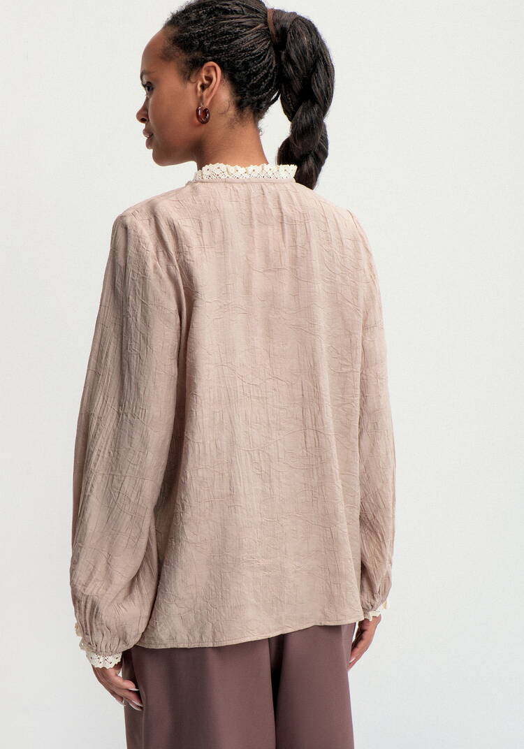 Блуза с отделкой кружева Аниса шир.  750, рис. 3