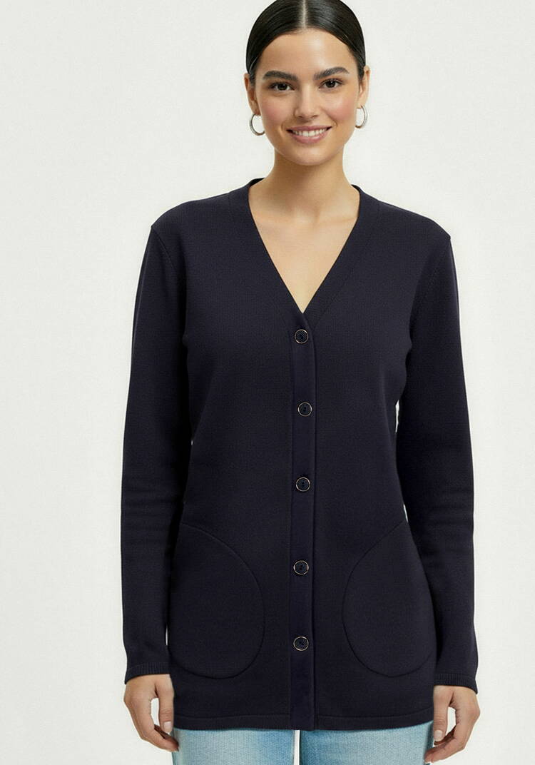 Кардиган на пуговицах утепленный шир.  750, рис. 4