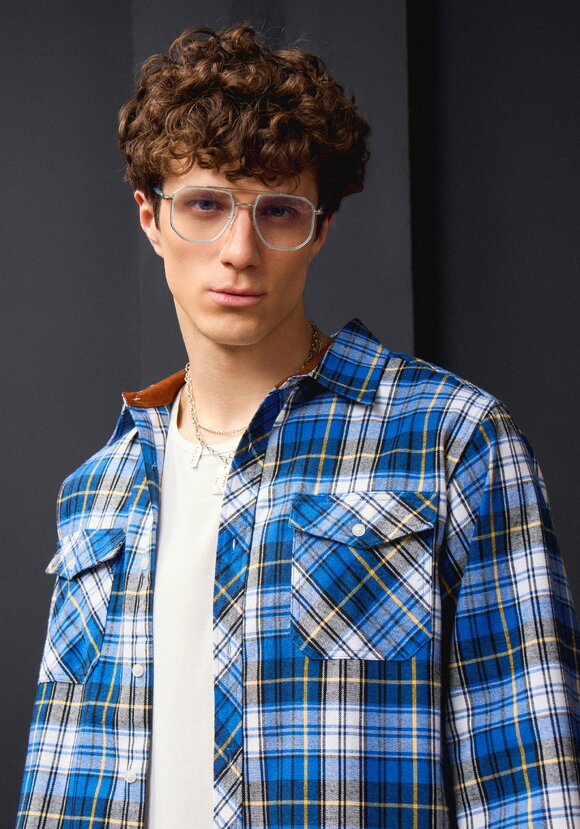 Рубашка в клетку с нагрудными карманами шир.  580, рис. 13