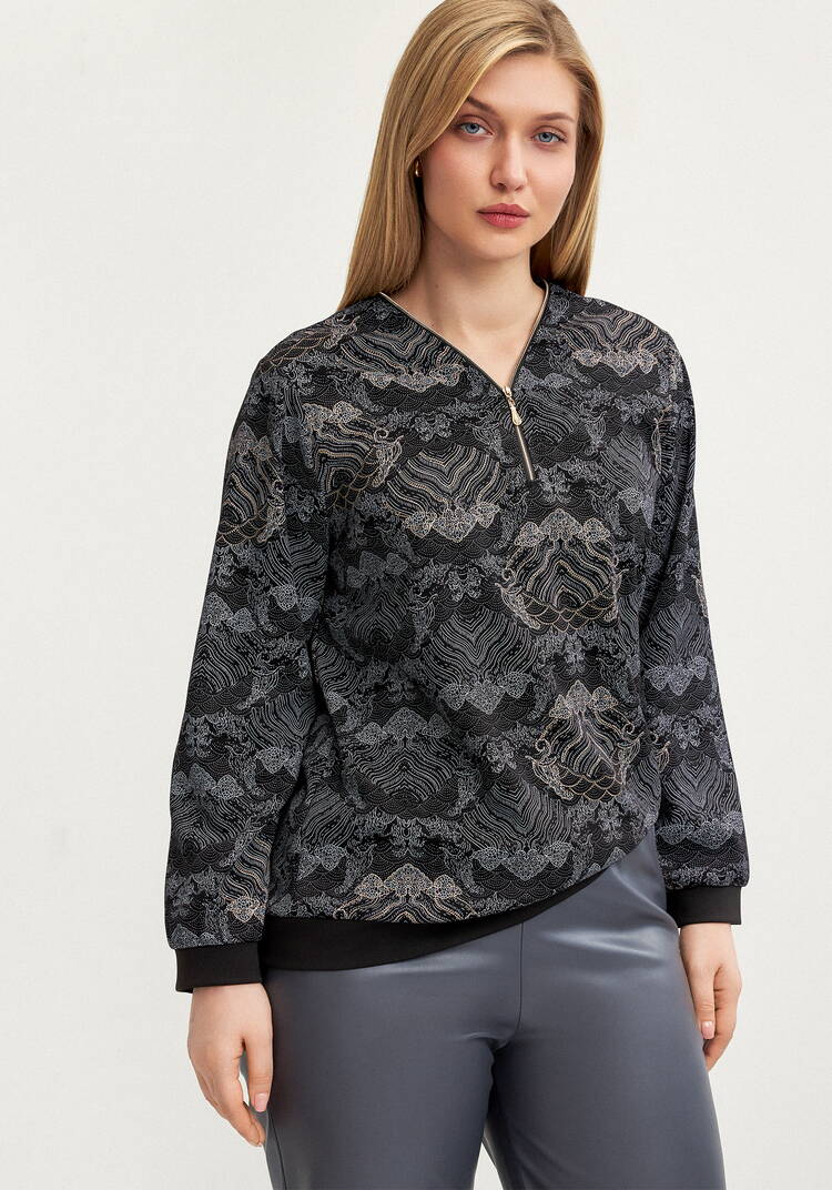 Блуза на молнии из трикотажа шир.  750, рис. 9