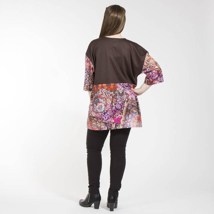 Блуза свободного кроя с комбинированным цветочным принтом шир.  750, рис. 2