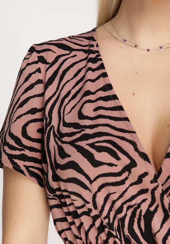 Платье с запахом с принтом Зебра шир.  580, рис. 15