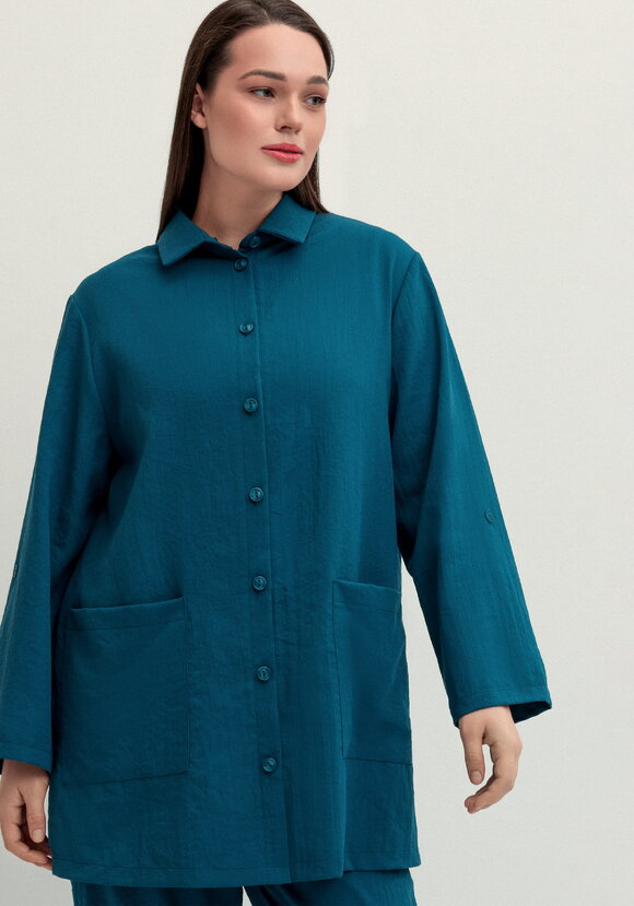 Рубашка на пуговицах свободного кроя шир.  580, рис. 36