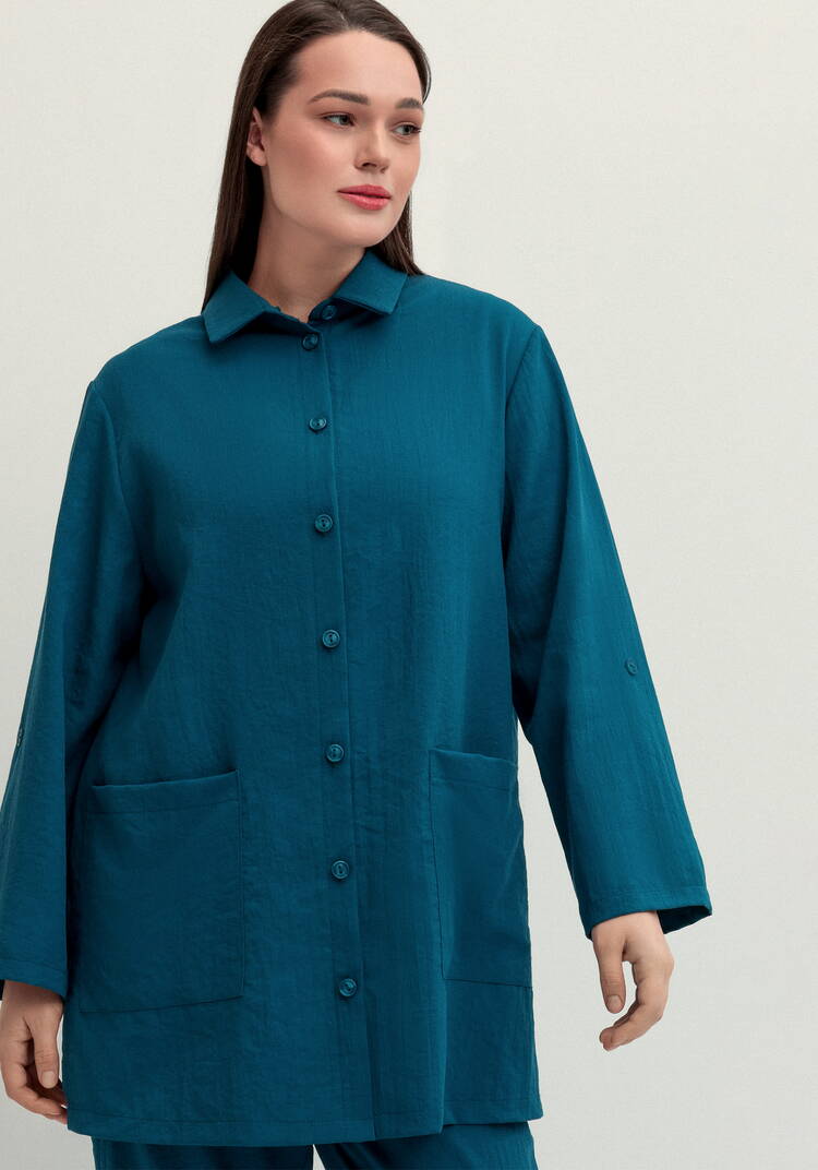 Рубашка на пуговицах свободного кроя шир.  750, рис. 36