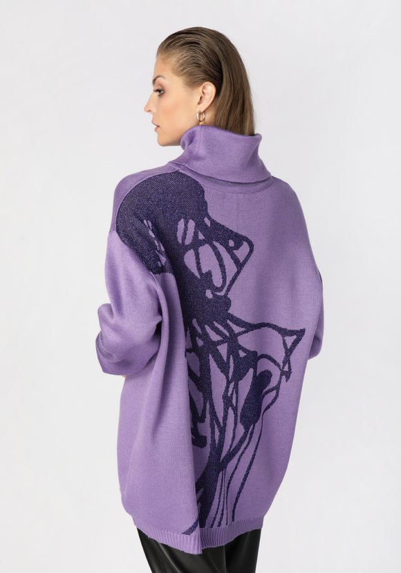 Туника женская с абстракцией и высоким горлом шир.  580, рис. 2