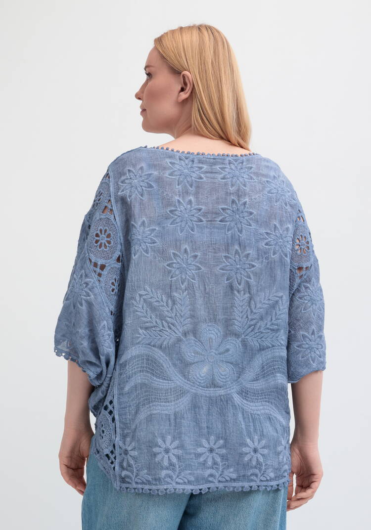 Блуза свободная с кружевным шитьем шир.  750, рис. 21