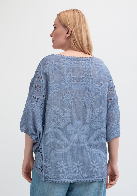 Блуза свободная с кружевным шитьем шир.  580, рис. 21