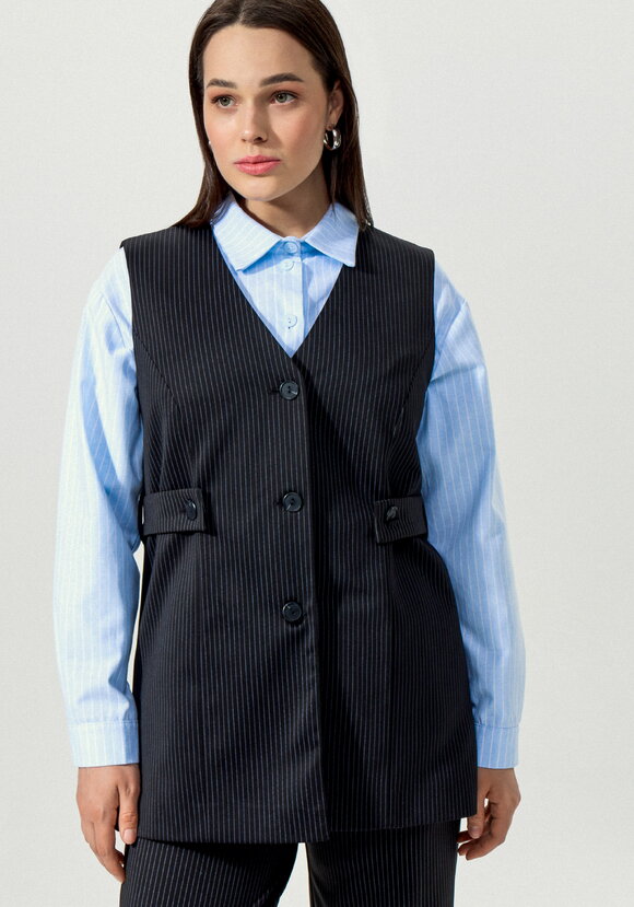 Жилет в полоску на пуговицах шир.  580, рис. 1