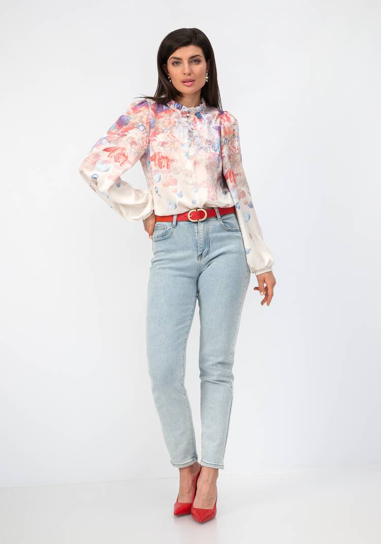 Блуза нарядная с градиентным цветным рисунком шир.  750, рис. 2