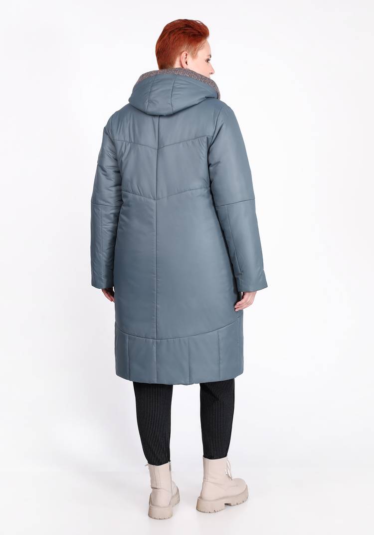 Пальто на синтепоне однотонное с капюшоном шир.  750, рис. 10