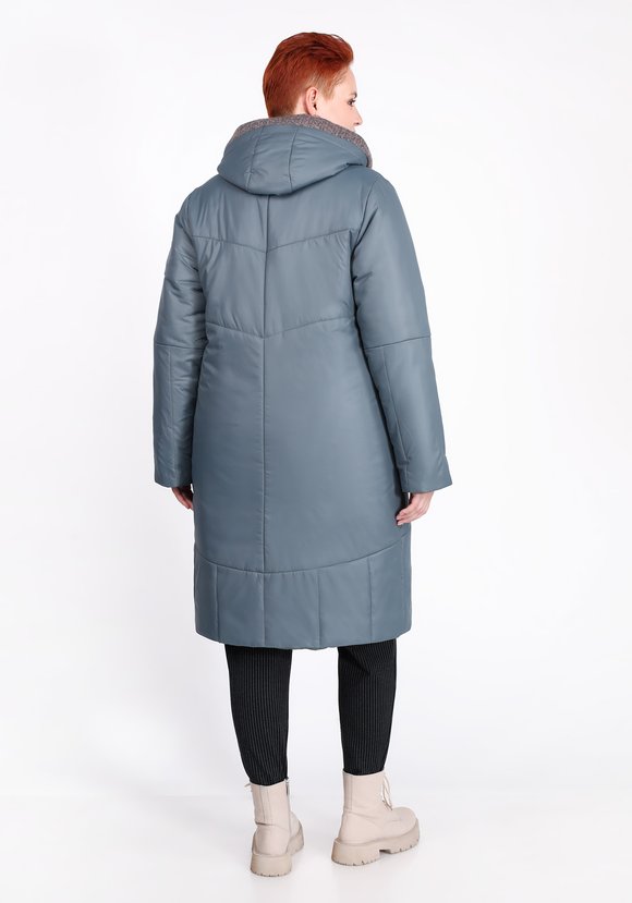 Пальто на синтепоне однотонное с капюшоном шир.  580, рис. 10