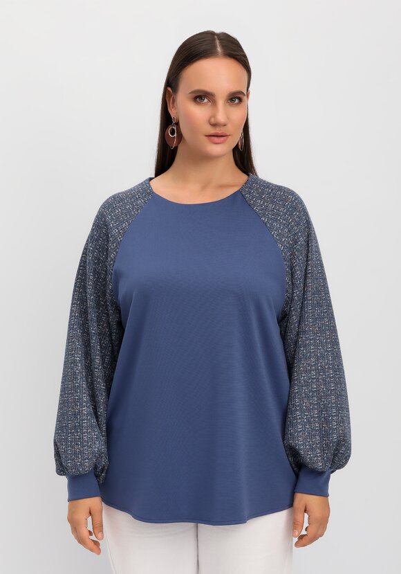 Блуза комбинированная свободного кроя шир.  580, рис. 4