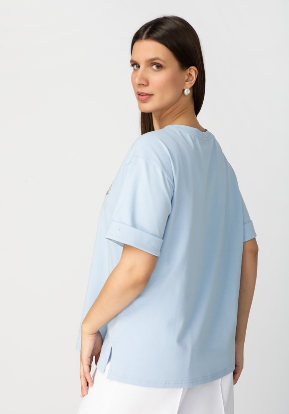 Футболка с принтом и разрезами по бокам шир.  580, рис. 3