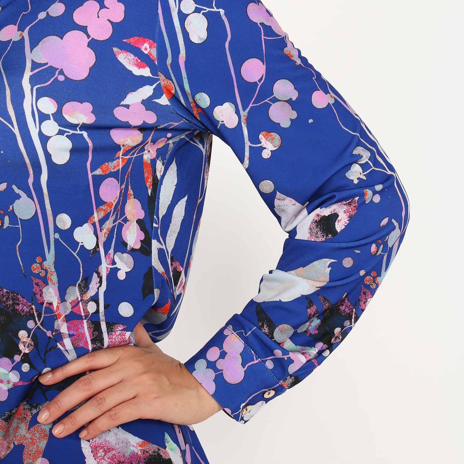 Блуза с пуговицами и принтом Elletto Life, цвет синий, размер 48 - фото 6