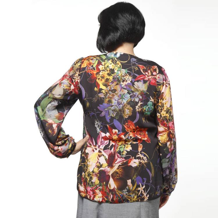 Блуза с декоративными пуговицами и цветочным принтом шир.  750, рис. 2