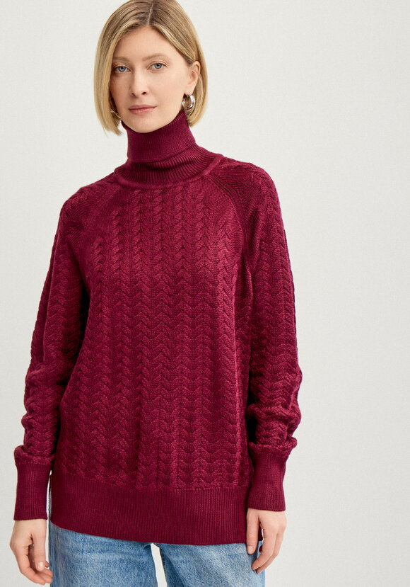 Свитер вязаный с косами и высоким горлом шир.  580, рис. 17