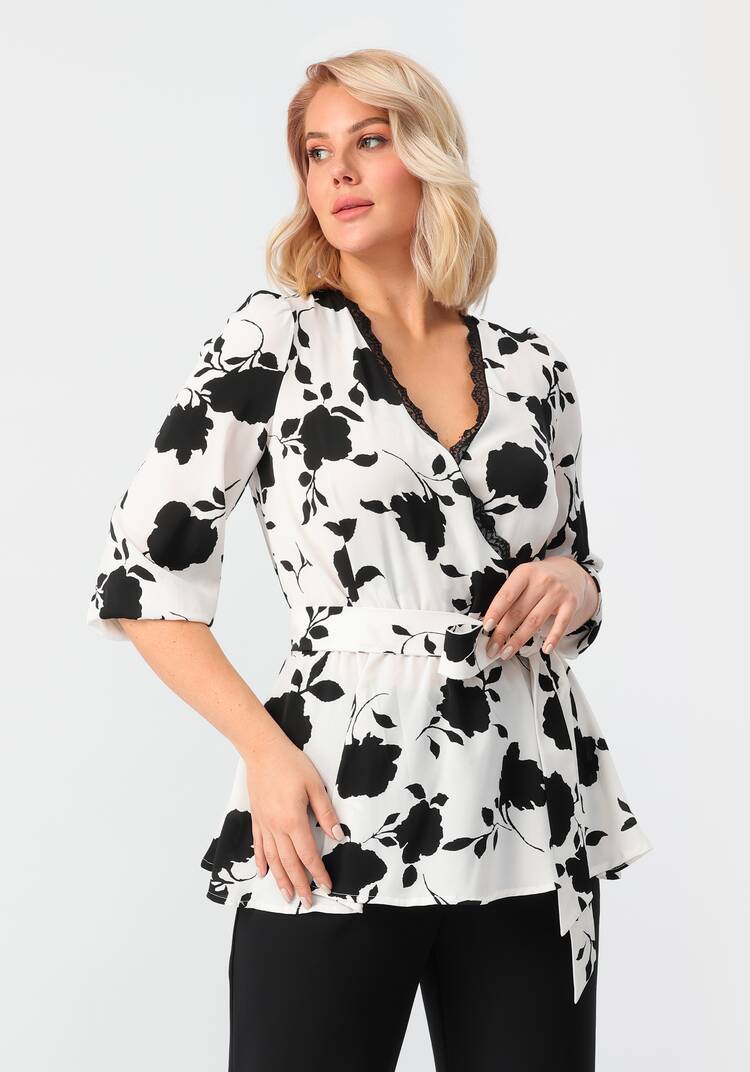 Блуза на запах с кружевом шир.  750, рис. 8