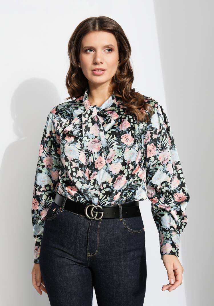 Блуза прямого силуэта с бантом шир.  750, рис. 34