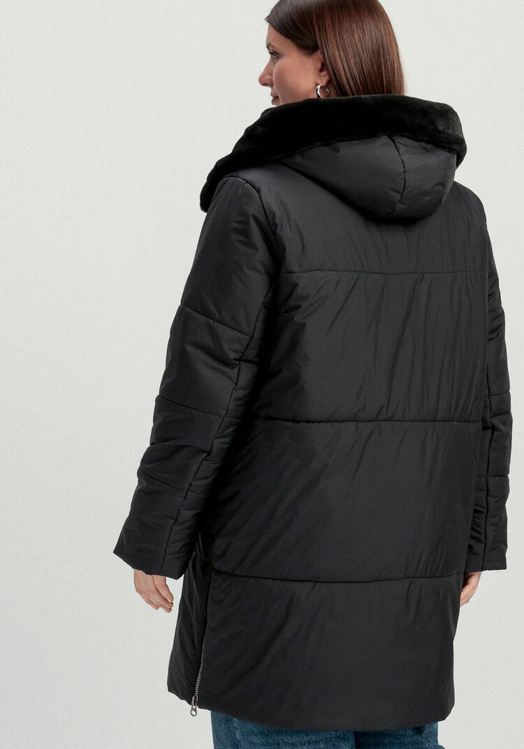 Пальто удлиненное с меховым капюшоном шир.  750, рис. 22