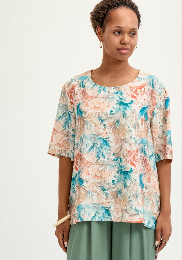 Блуза свободная с коротким рукавом и принтом шир.  580, рис. 12