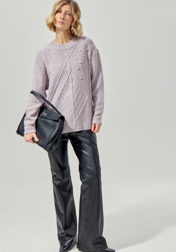 Джемпер с комбинированным фактурным рисунком шир.  580, рис. 26