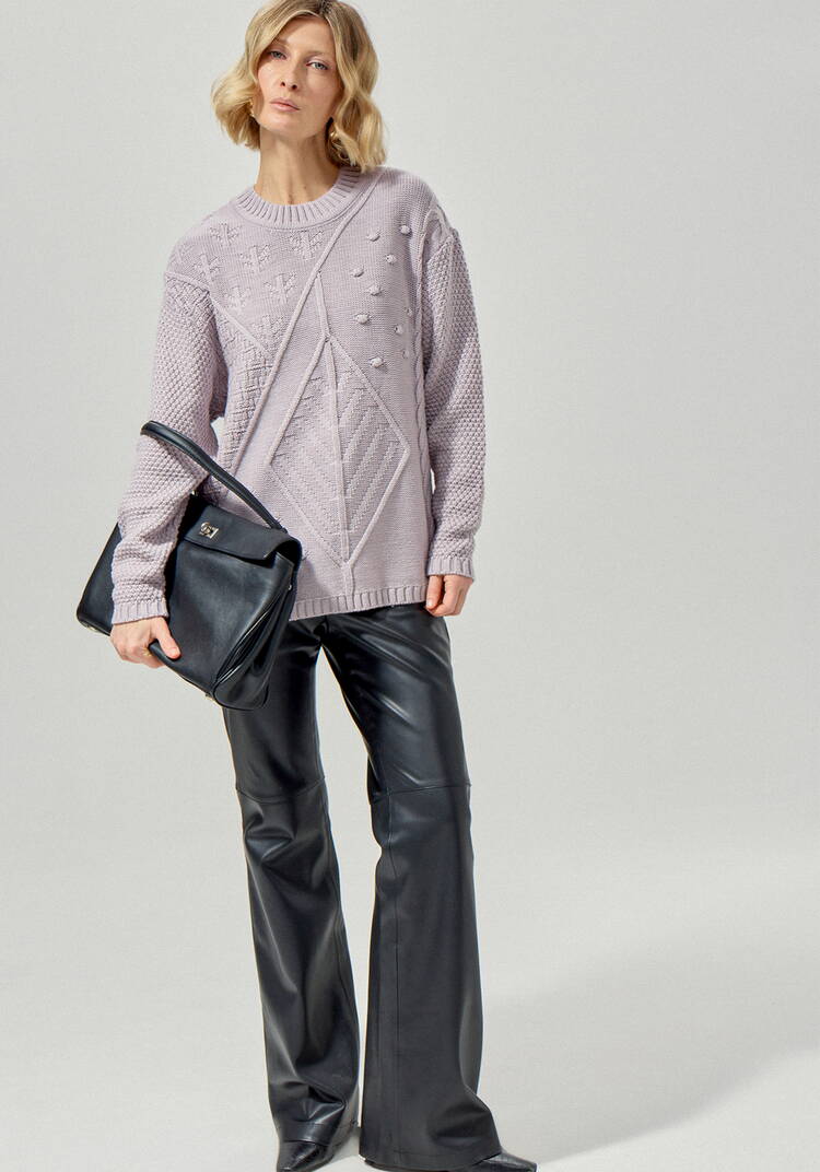 Джемпер с комбинированным фактурным рисунком шир.  750, рис. 26