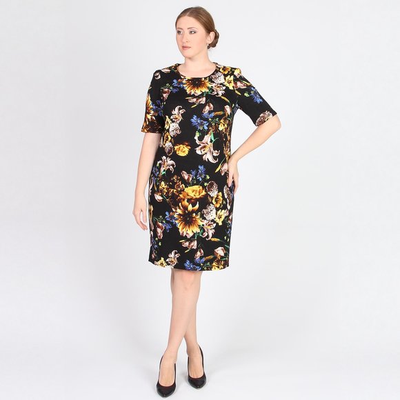 Платье с принтом цветы шир.  580, рис. 8