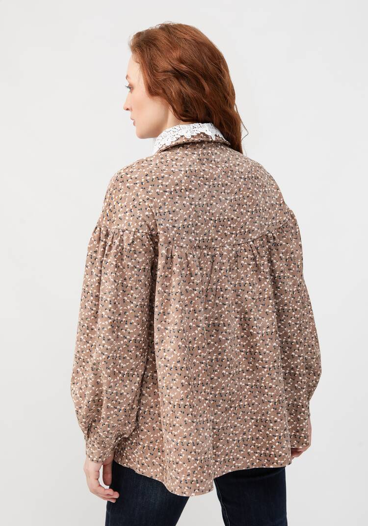 Блуза с цветочным принтом и воротником шир.  750, рис. 3