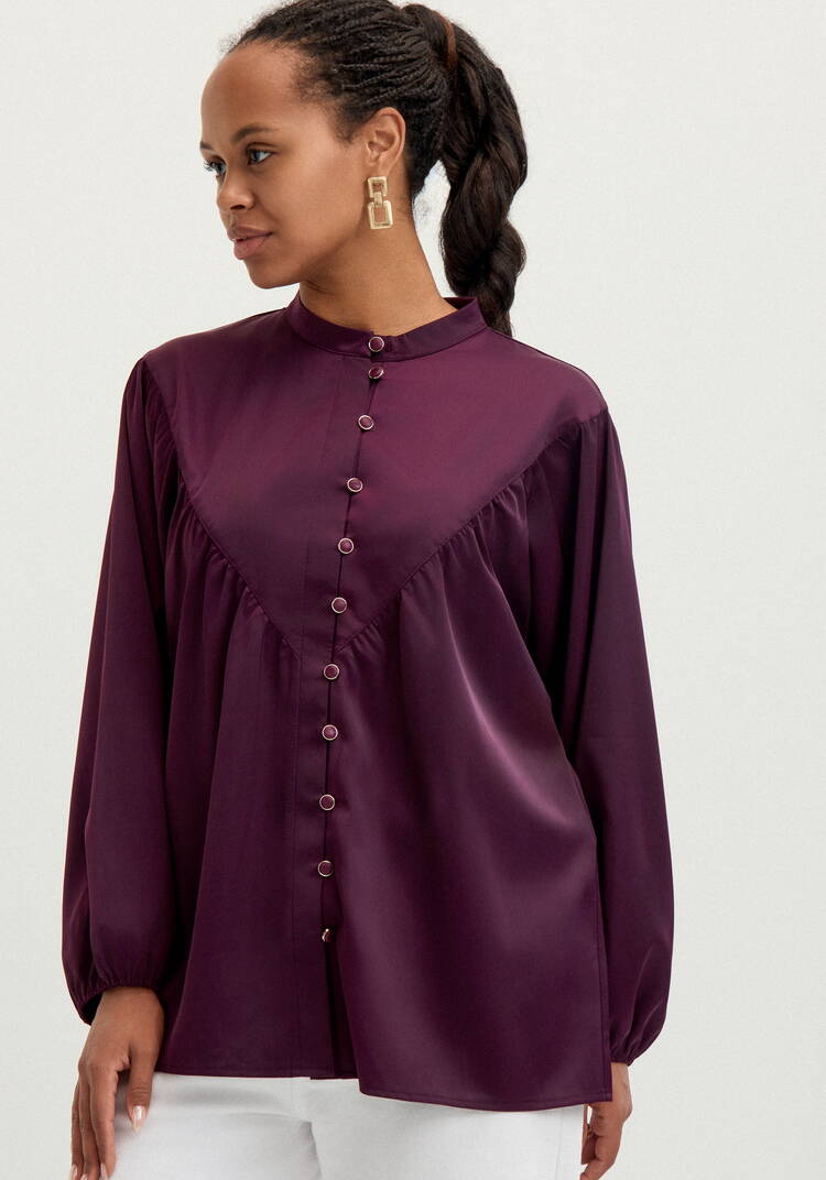 Блуза шелковая с кокеткой шир.  750, рис. 16