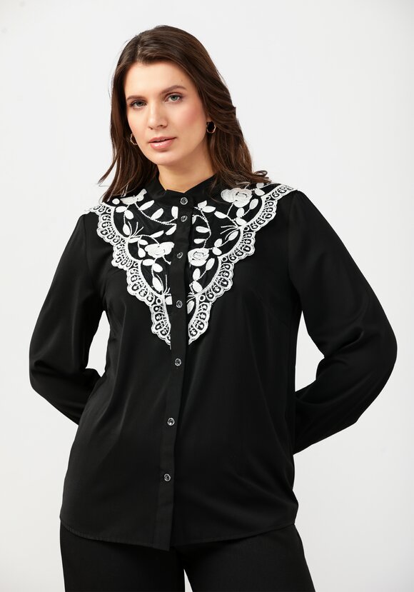 Блуза с кружевной отделкой по груди — купить за руб в магазине Леомакс