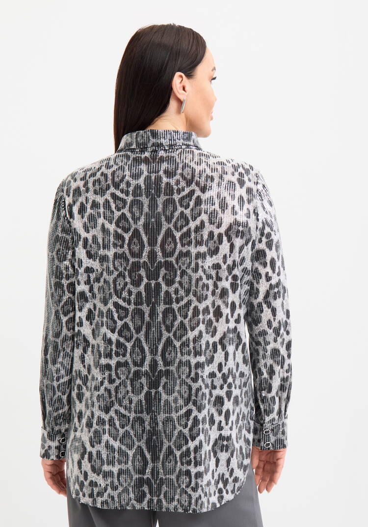 Блуза с анималистическим принтом в паетках шир.  750, рис. 3