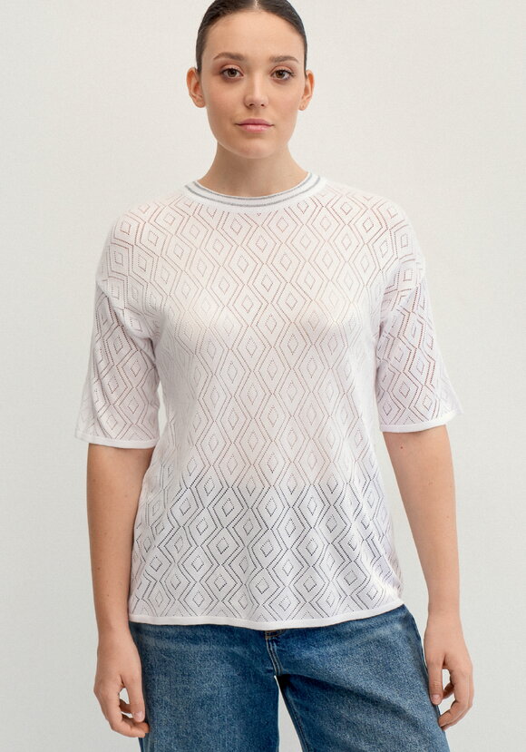 Джемпер с ажурными ромбами и метанитью шир.  580, рис. 6