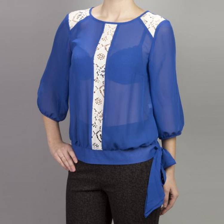 Шифоновая блуза с цветочным кружевом шир.  750, рис. 2
