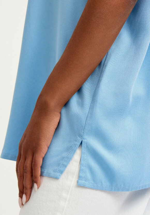 Блуза с коротким рукавом однотонная шир.  580, рис. 22