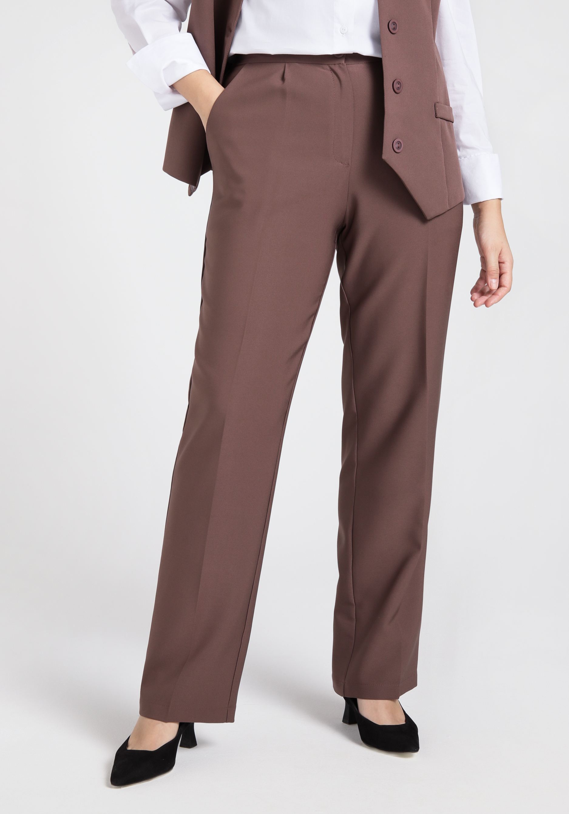 

Брюки классика прямые от бедра, Коричневый