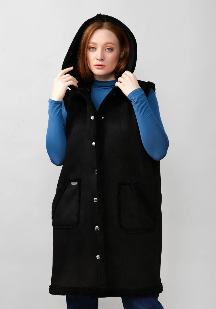 Жилет из экомеха с капюшоном шир.  750, рис. 11