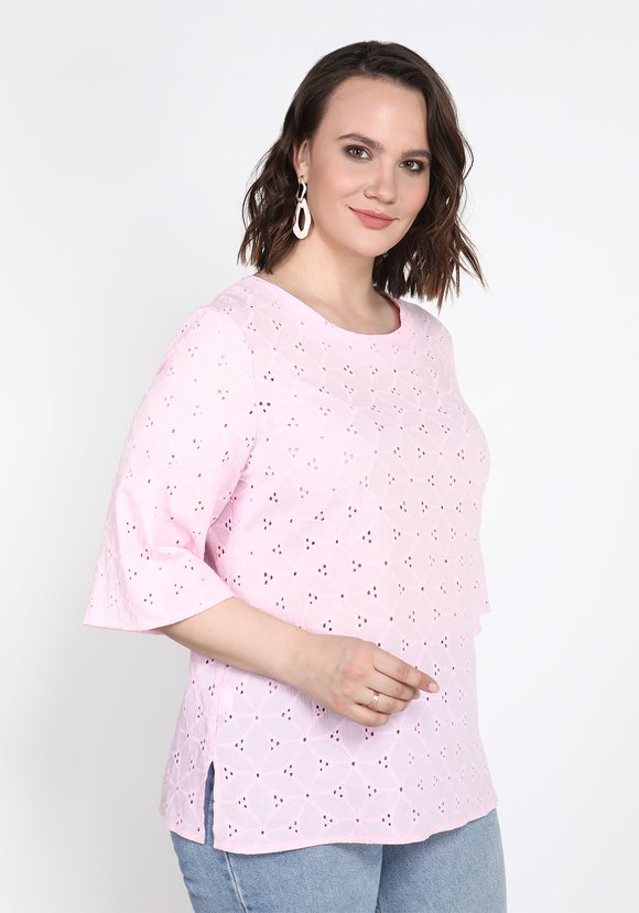 Блуза из шитья с круглым воротом шир.  580, рис. 6